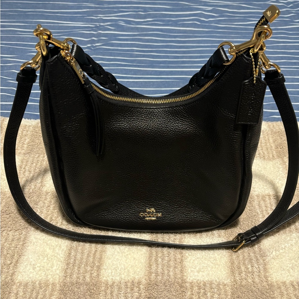 Coach black leather handbag